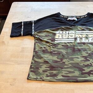 No Boundaries Black and Camouflage Short Sleeve Tee